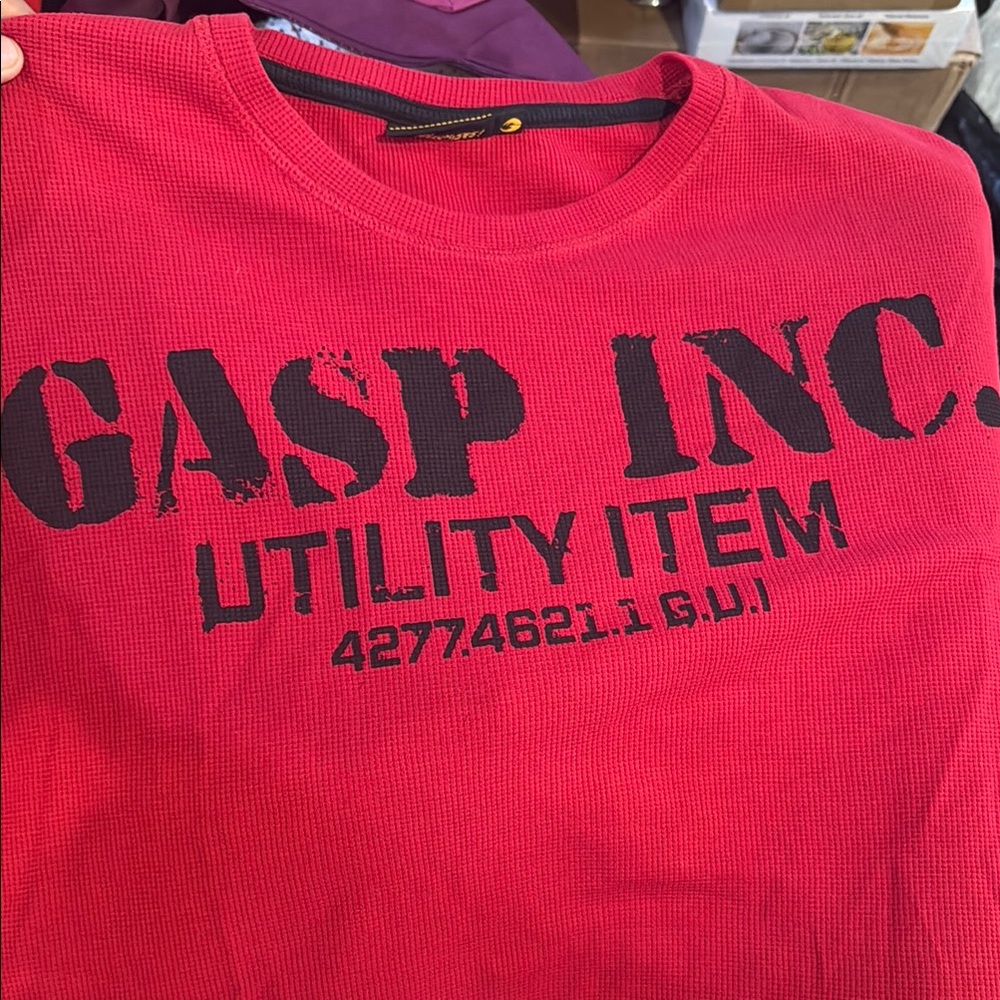 GASP INC. Red Graphic Long Sleeve Tee
